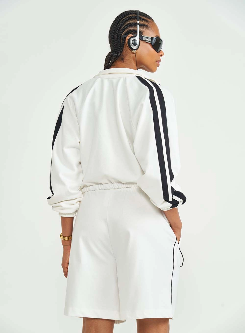 Jaqueta De Moletom Feminina Comfort Com Listras Off-Shell