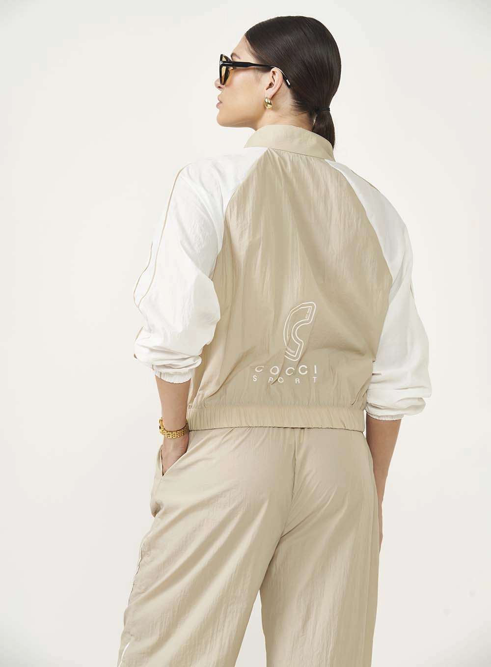 Jaqueta Nylon Feminina Loose Fit Bege