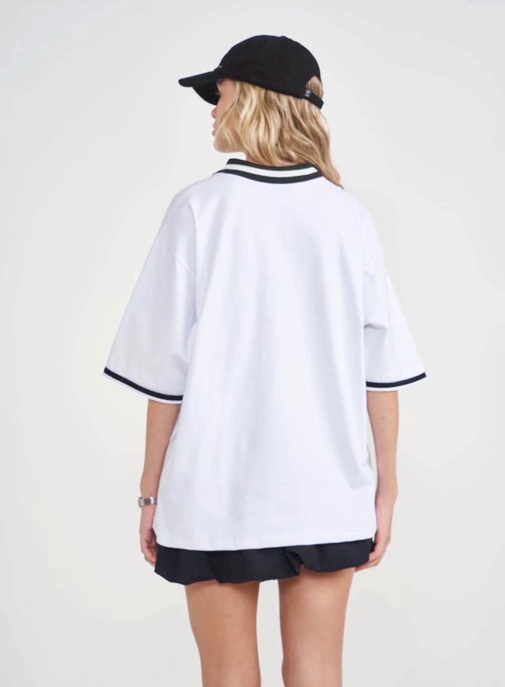 Camiseta Loose Com Gola Polo Branco
