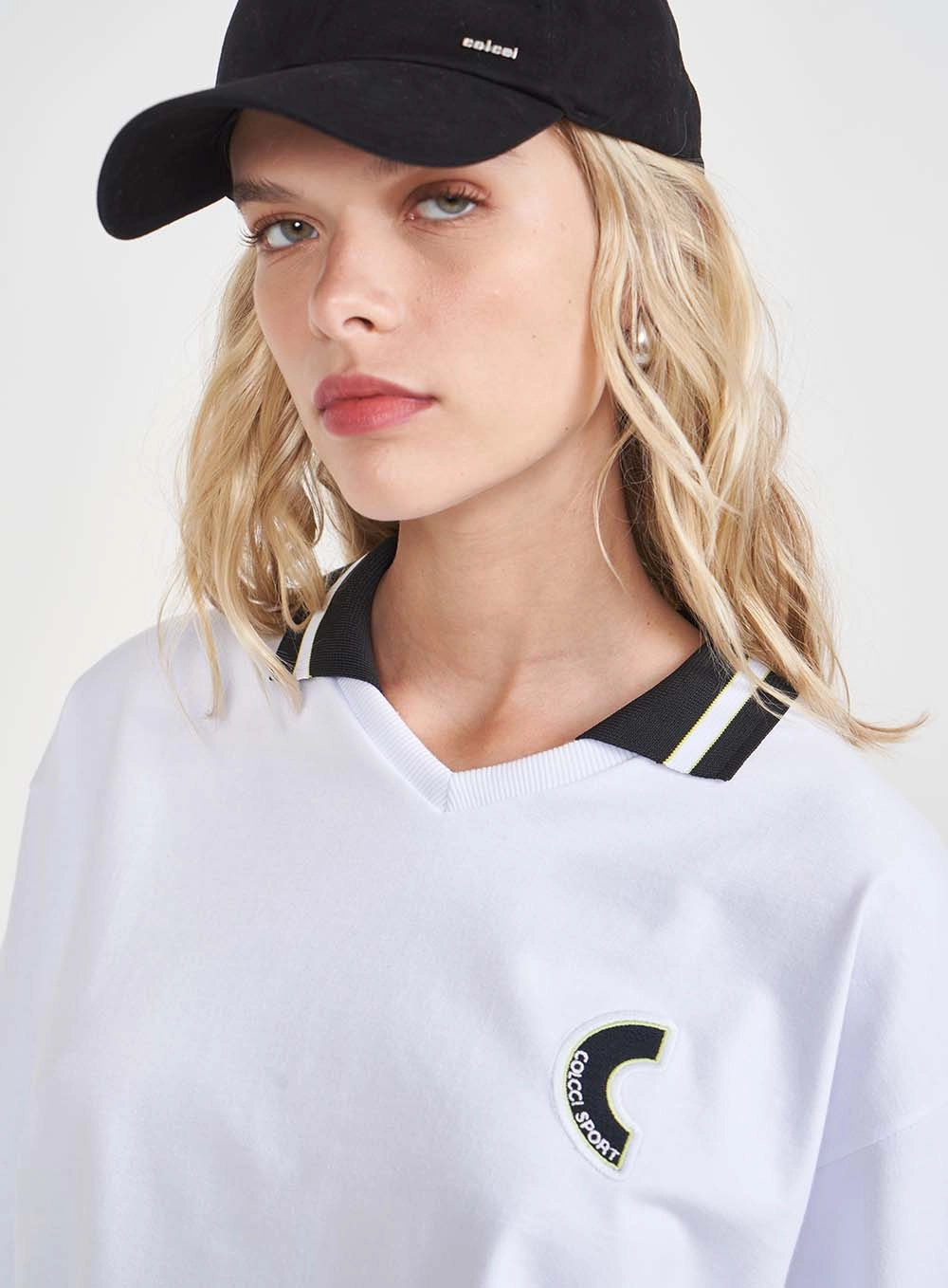 Camiseta Loose Com Gola Polo Branco