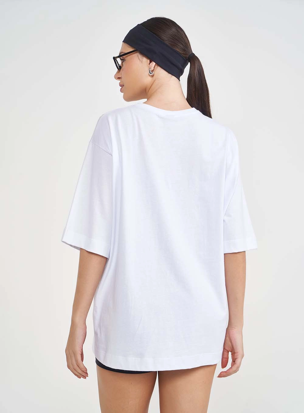 Camiseta Feminina Loose Fit Com Estampa Branco
