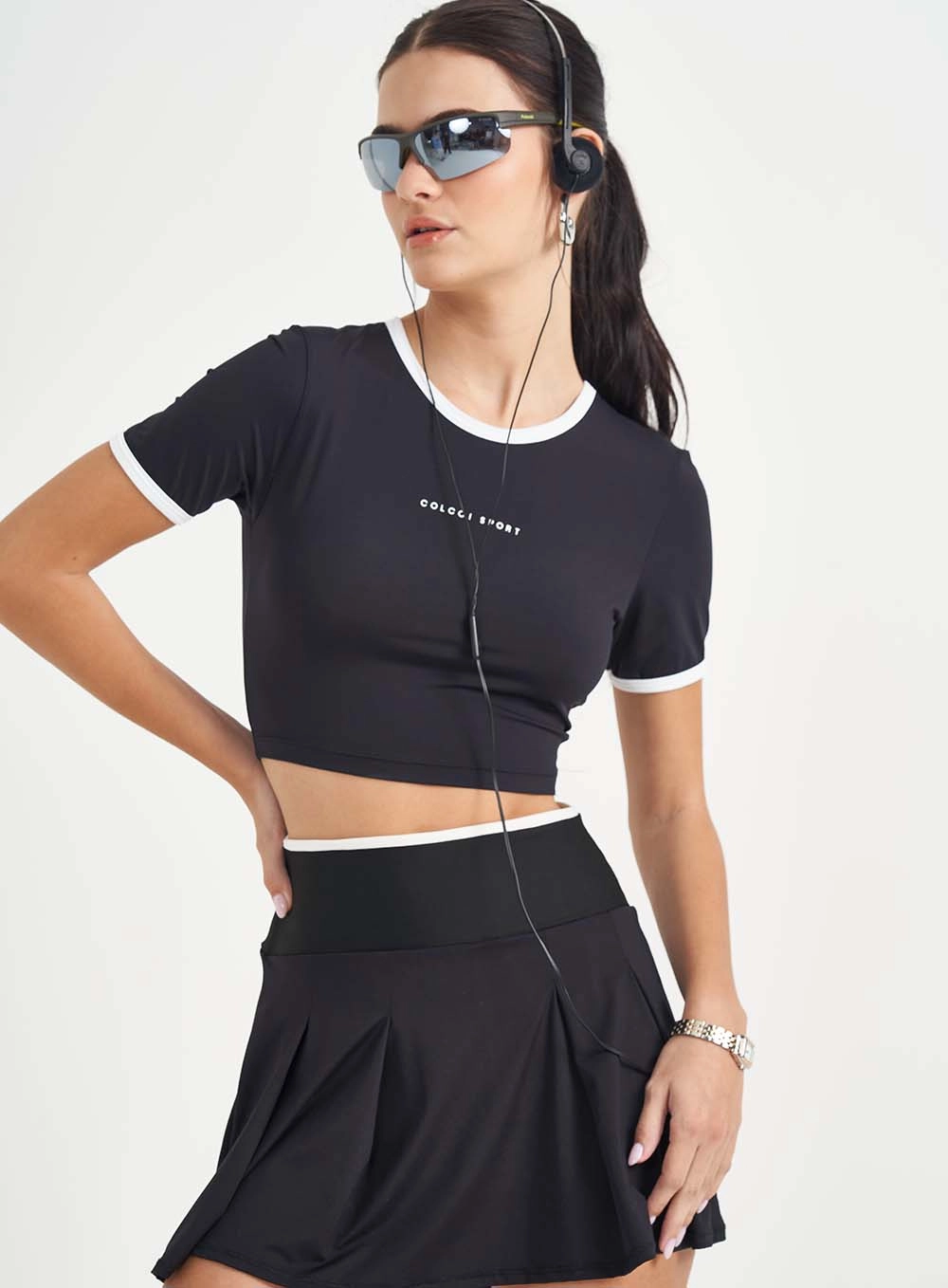 Blusa Feminina Slim Contrast Preto