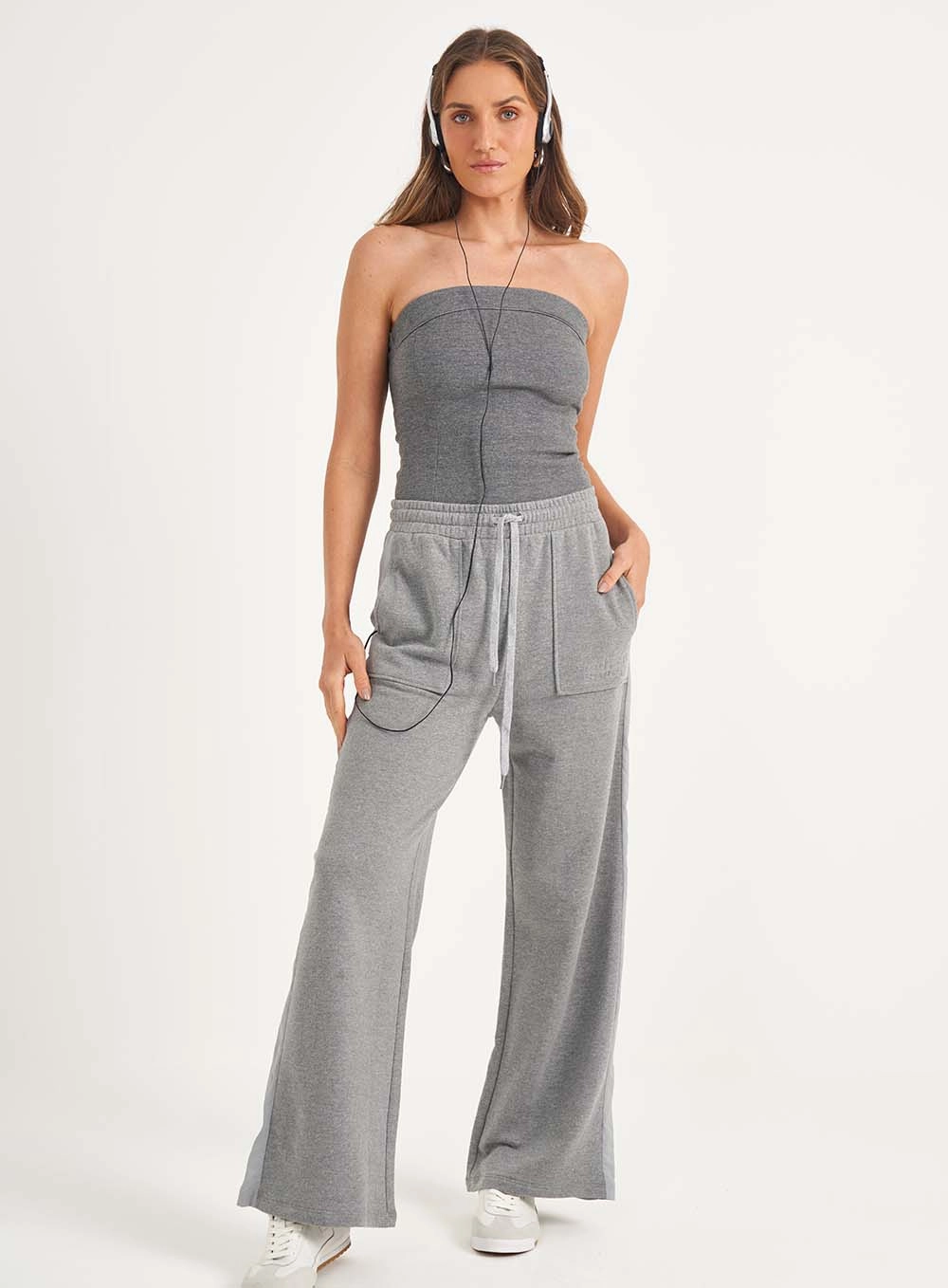 Blusa Feminina Slim Fit Sem Alças Cinza