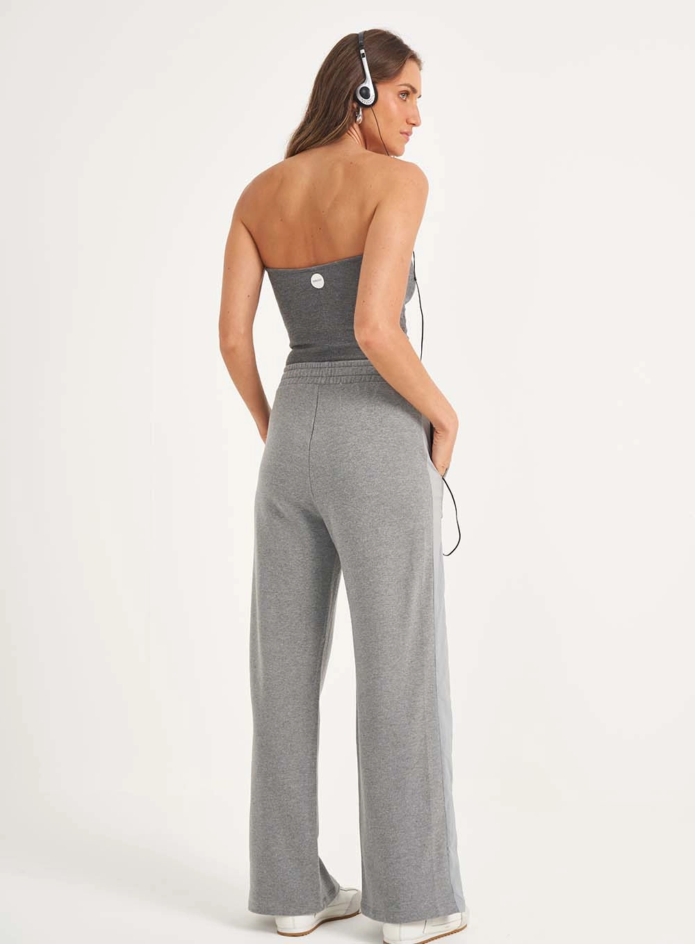 Blusa Feminina Slim Fit Sem Alças Cinza