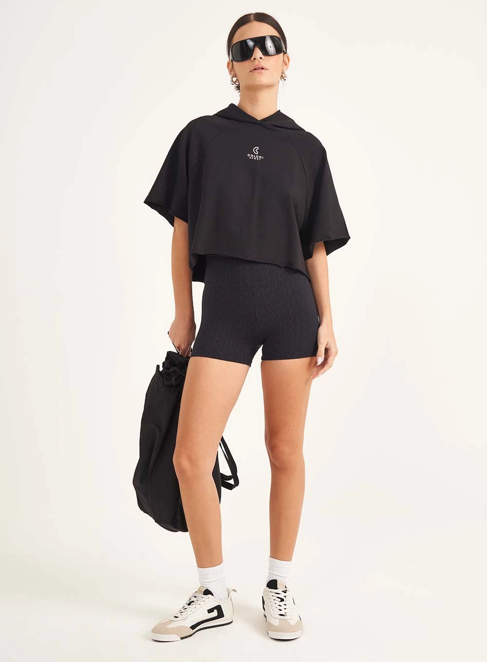 Blusa Feminina Loose Moletinho Com Capuz Preto