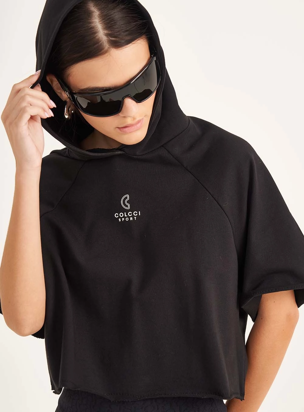 Blusa Feminina Loose Moletinho Com Capuz Preto