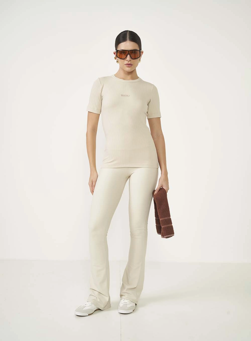 Blusa Feminina Slim Canelada Bege