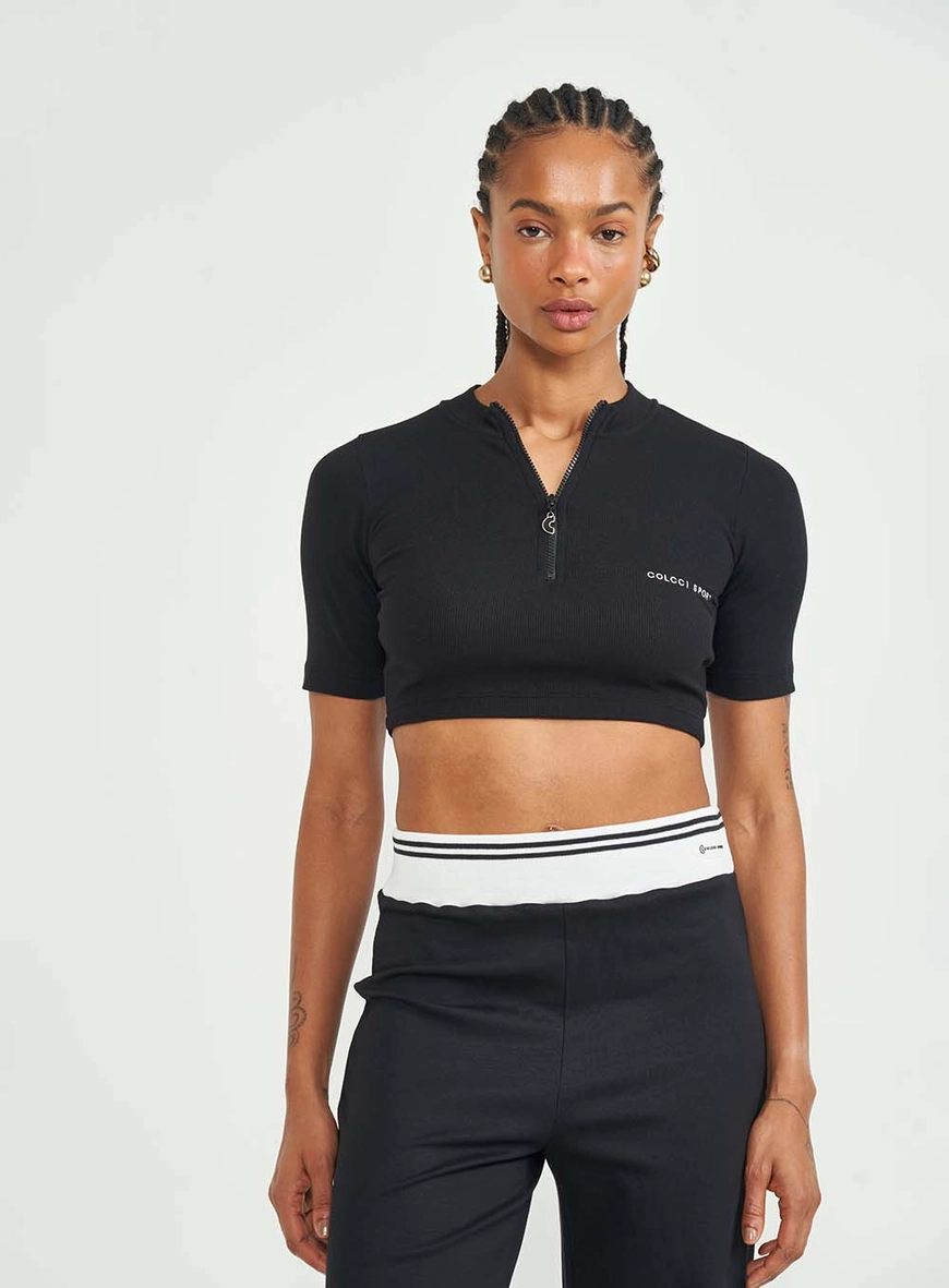 Blusa Feminina Canelada Slim Com Detalhe Do Ziper