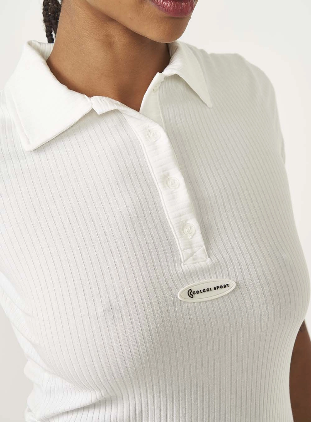 Blusa Feminina Canelada Slim Gola Polo Off-Shell