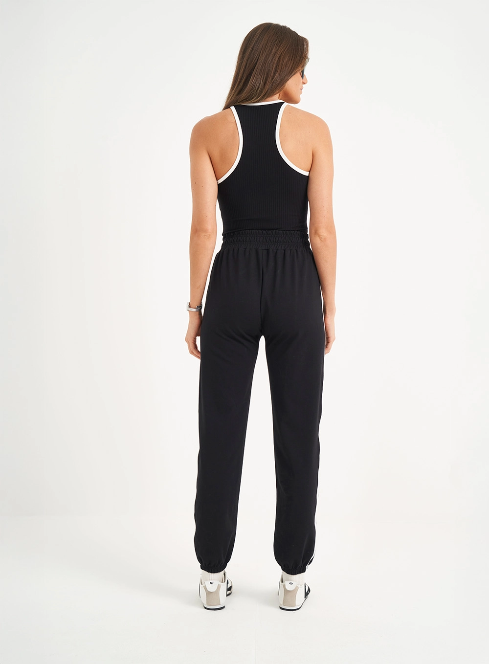 Regata Feminina Slim Fit Canelada Contrast Preto