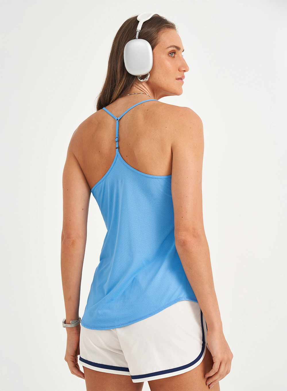 Regata Feminina Comfort Fit Com Alças Finas Azul