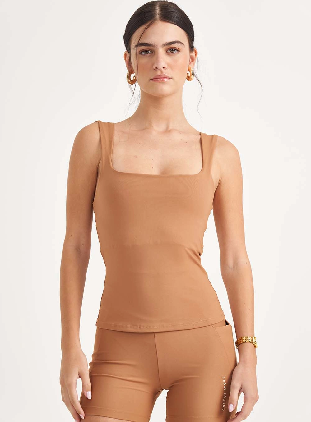 Regata Feminina Slim Com Alças Marrom