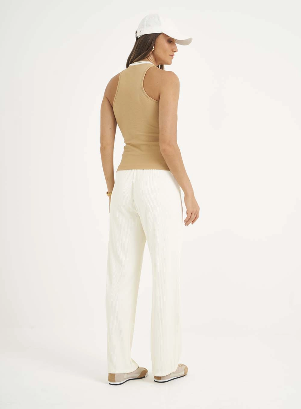 Regata Feminina Slim Canelada Contrast Bege