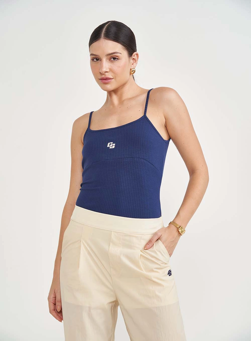 Regata Feminina Slim Canelada Azul