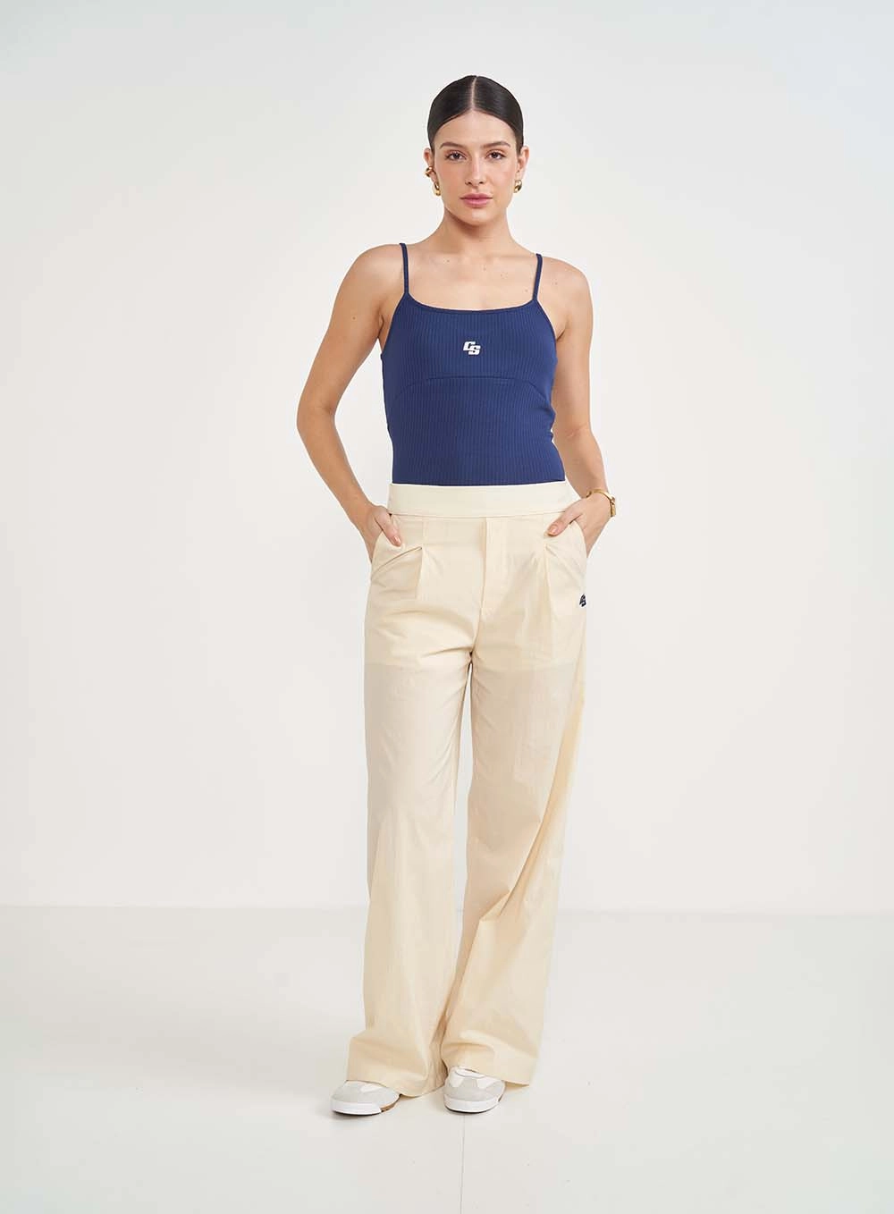 Regata Feminina Slim Canelada Azul