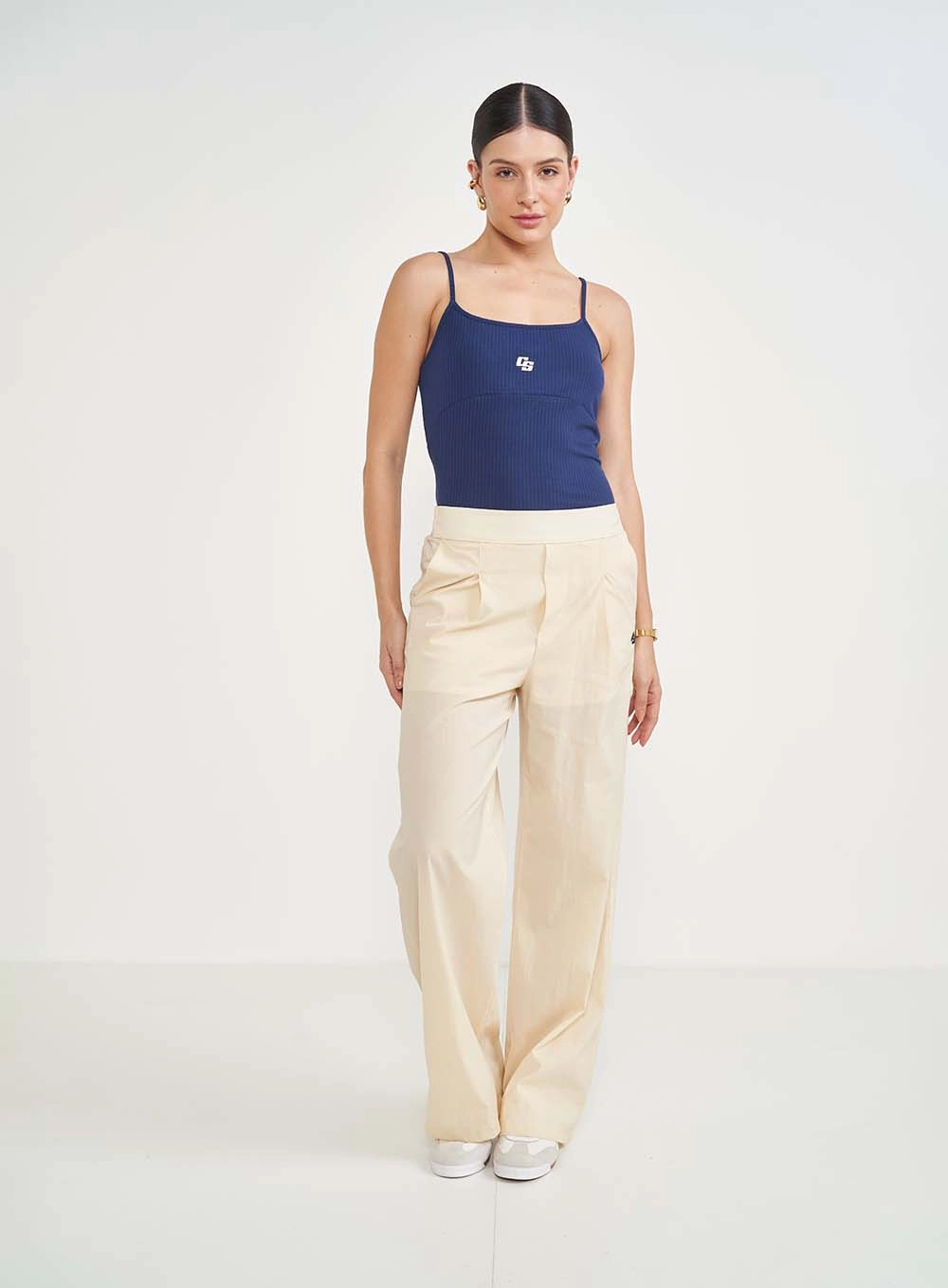 Regata Feminina Slim Canelada Azul
