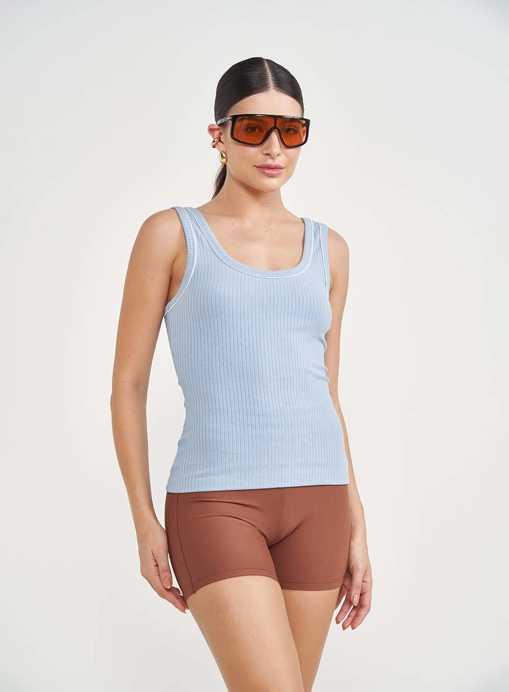 Regata Feminina Canelada Slim Azul