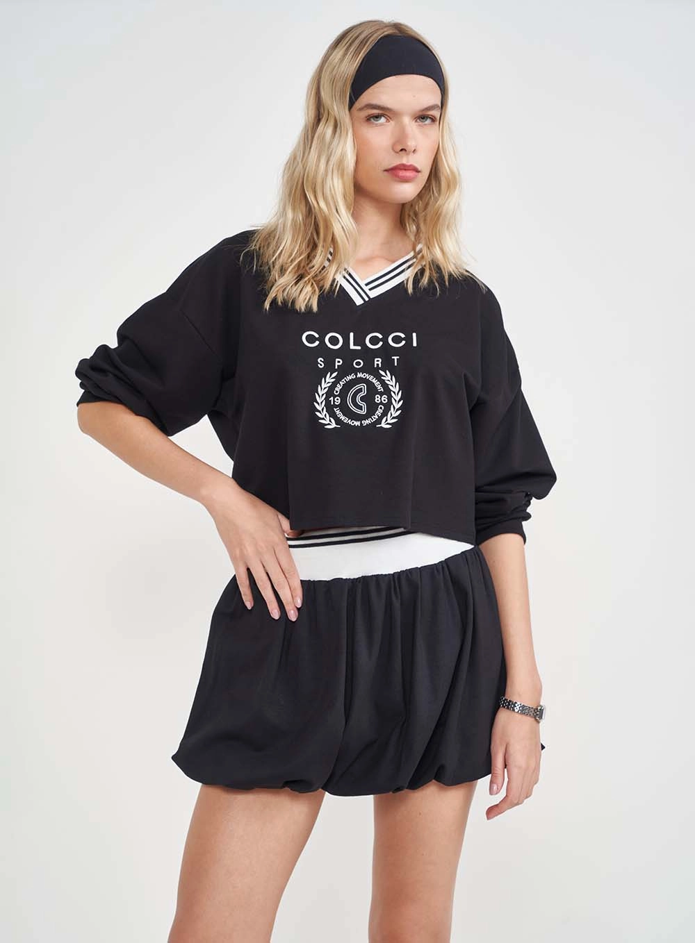 Blusão Moletom Loose Com Estampa Preto