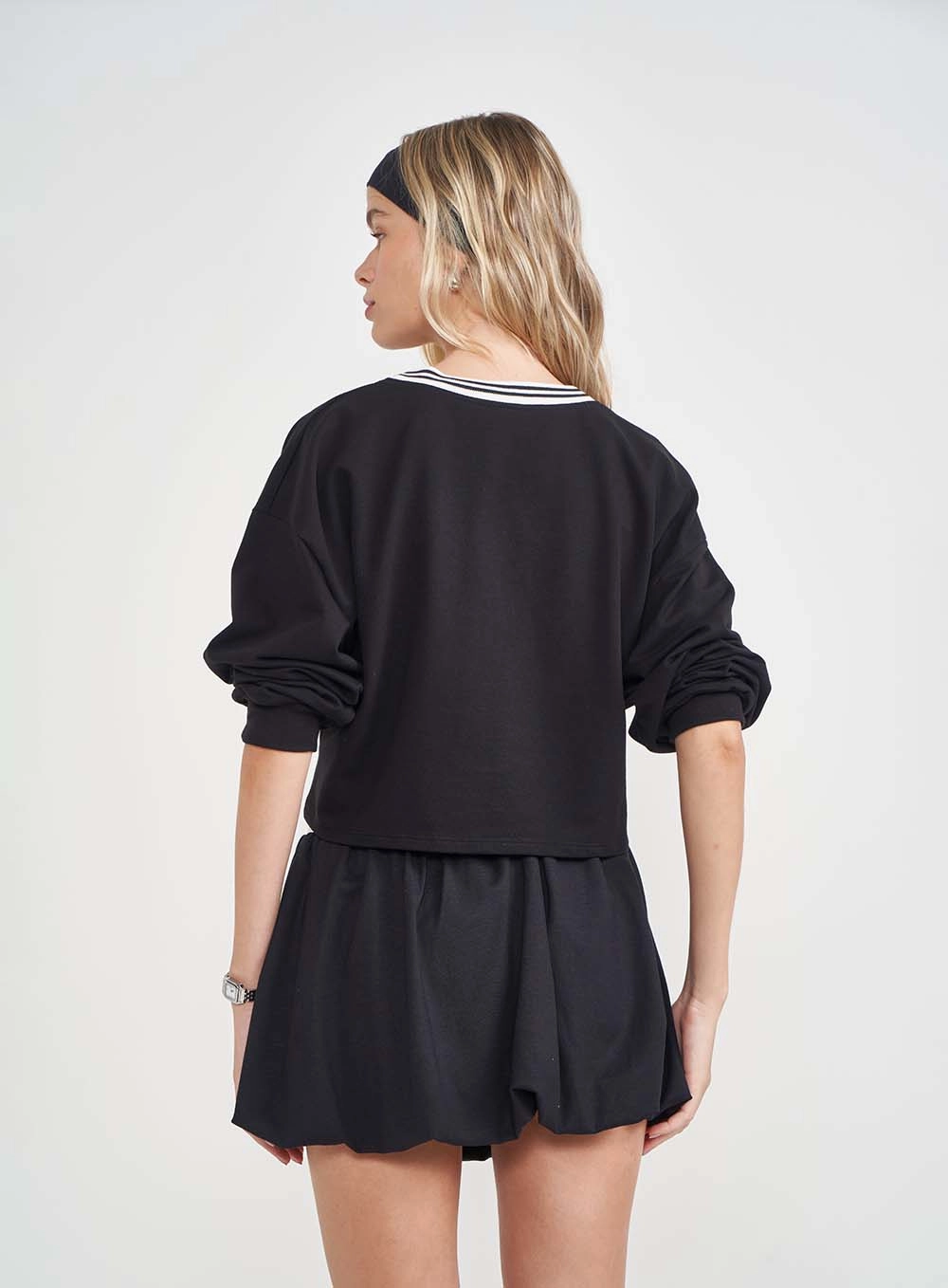 Blusão Moletom Loose Com Estampa Preto