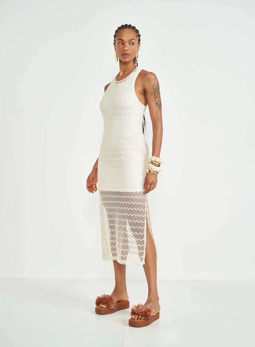 Vestido Midi Loose Com Transparência