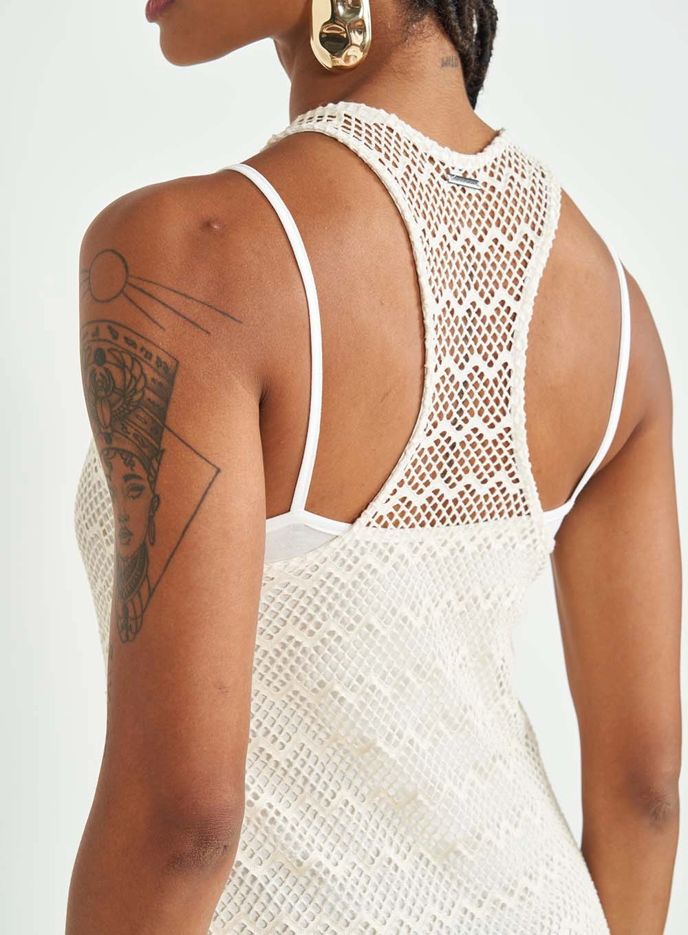 Vestido Midi Loose Com Transparência Off