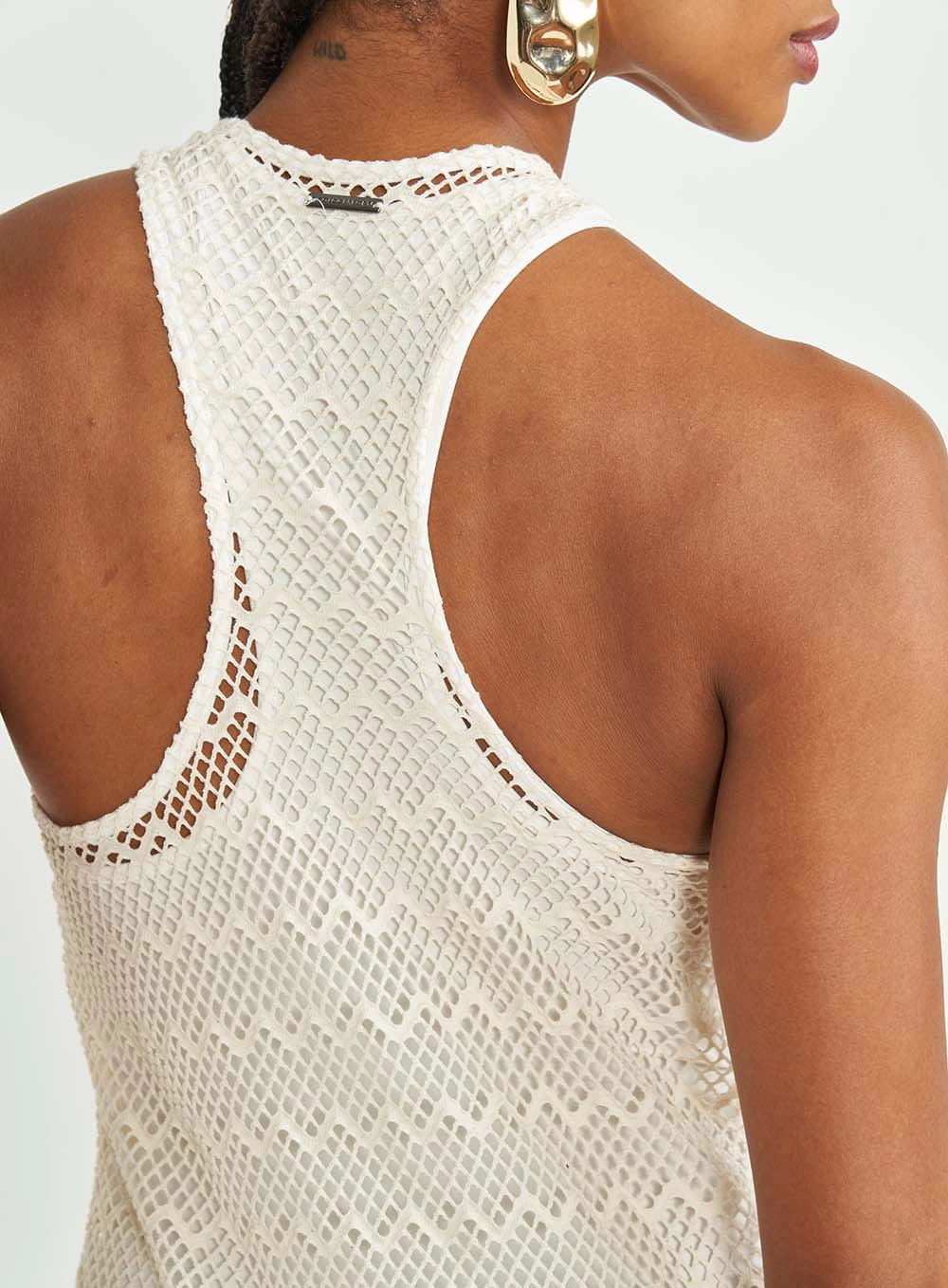 Vestido Midi Loose Com Transparência Off