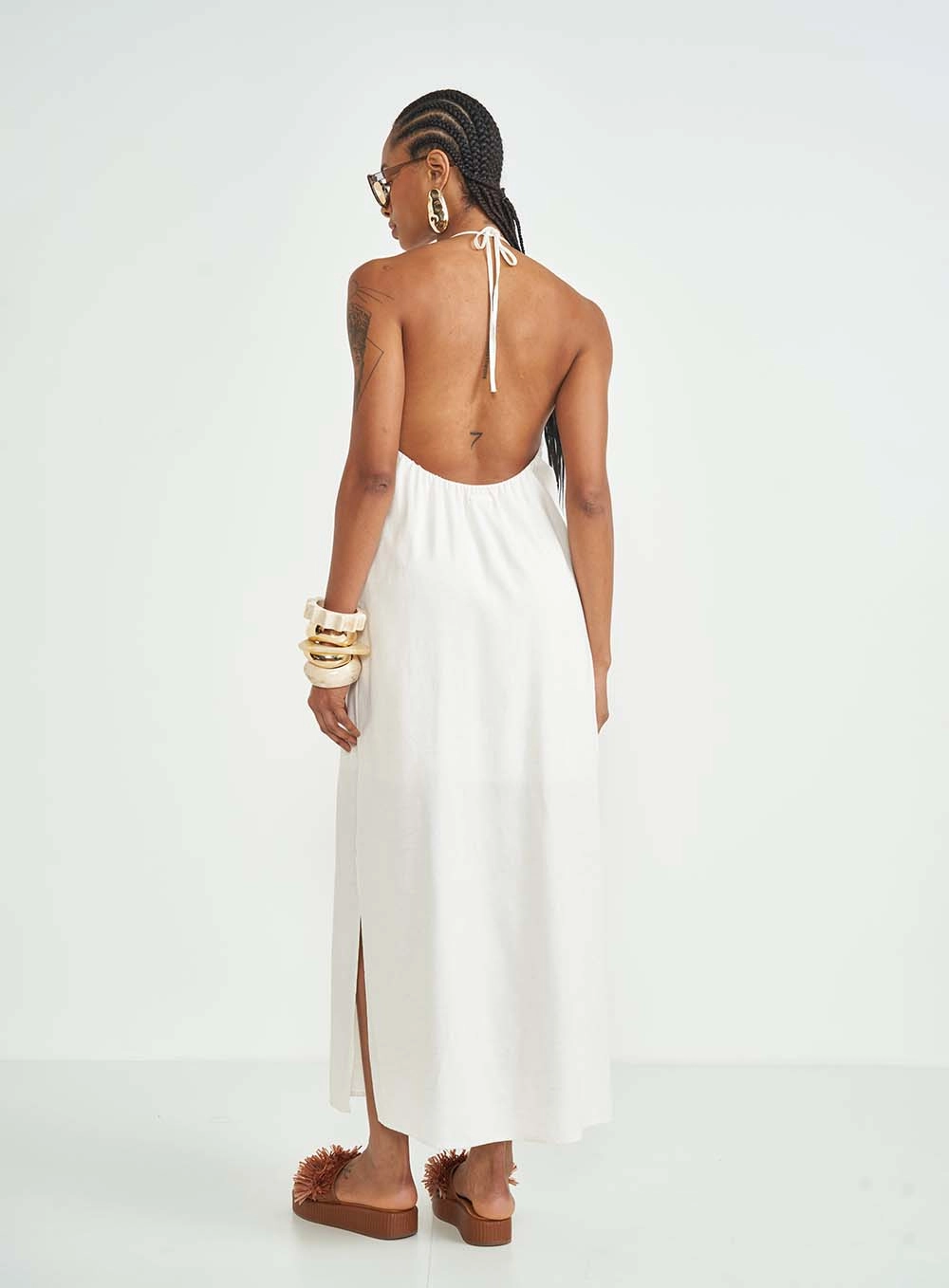 Vestido Midi Loose Com Amarração Off-Shell