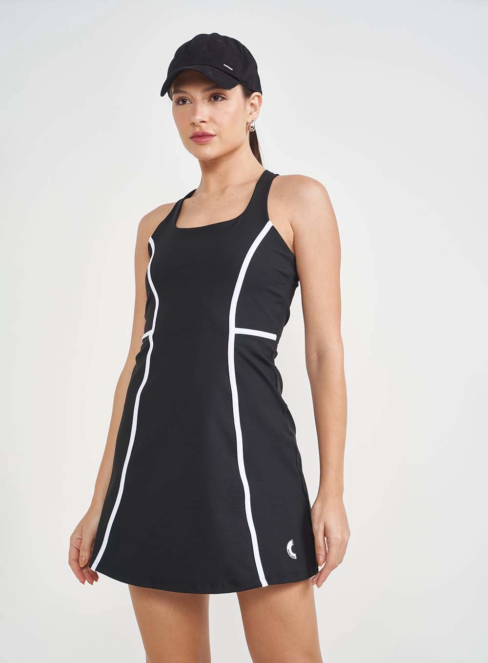 Vestido Slim Trançado Nas Costas Preto