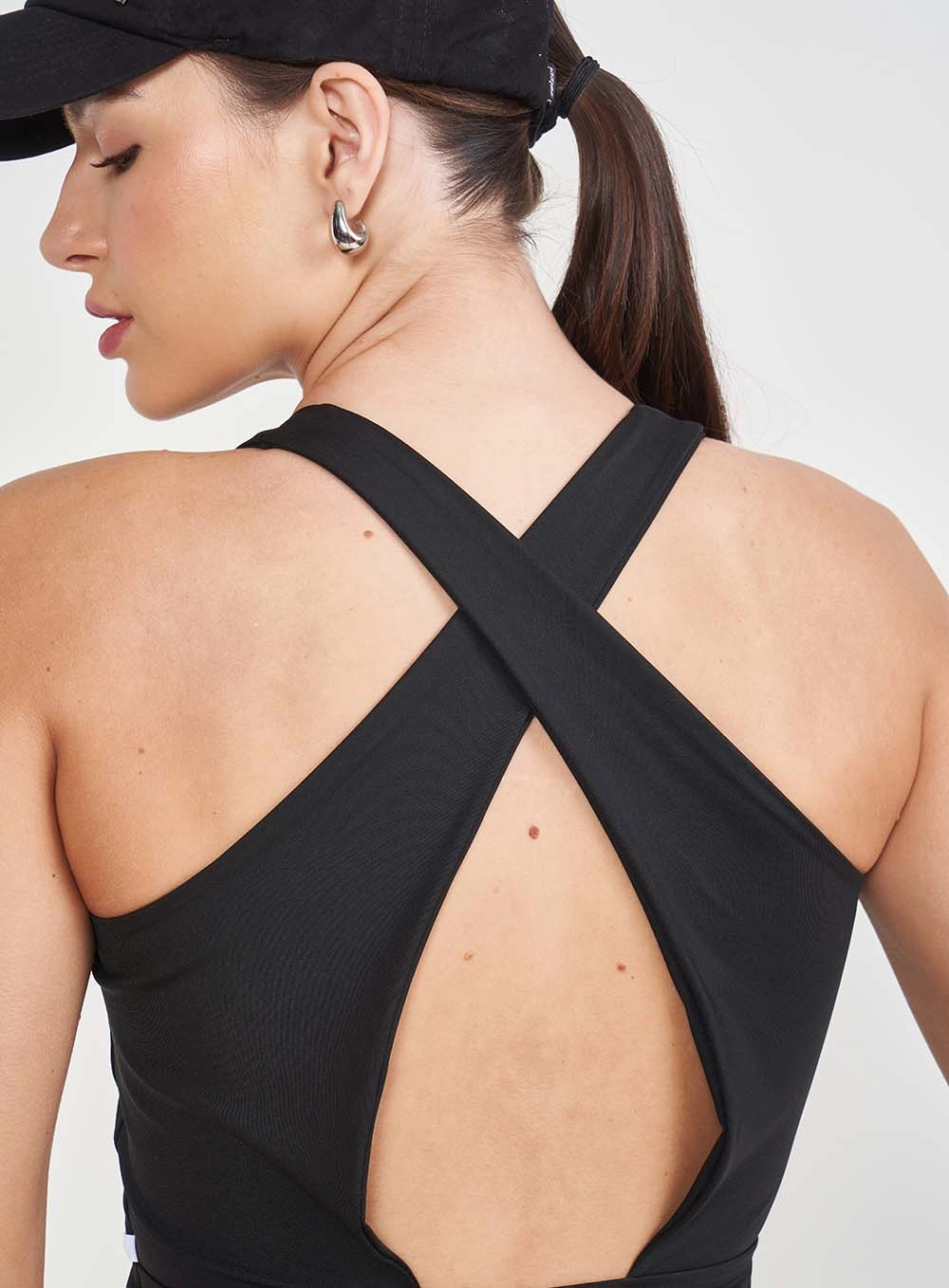 Vestido Slim Trançado Nas Costas Preto