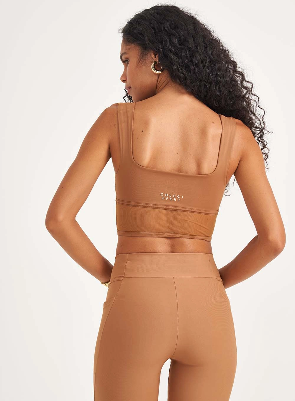 Top Slim Medium Detalhe Em Tule Marrom