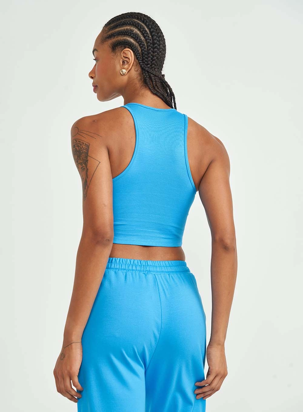 Top Slim Malha Azul