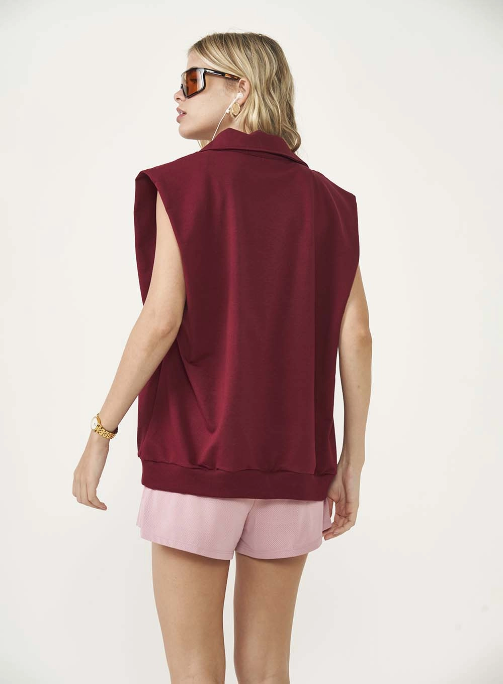 Colete Feminino Loose Moletinho Bordo