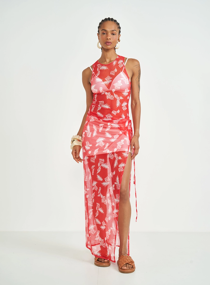 Saída De Praia Tule Estampada- Saia