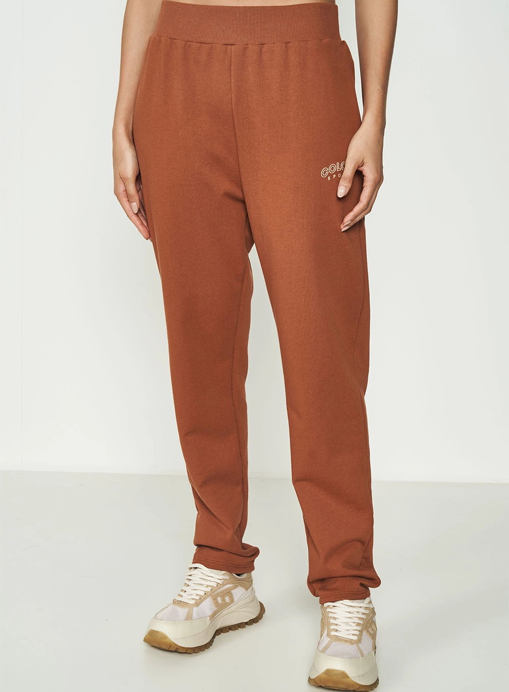 Calça Moletom Feminina Comfort Slim Marrom Carmella