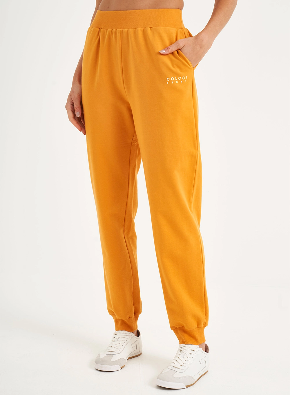 Calça Feminina Jogger Moletinho Laranja