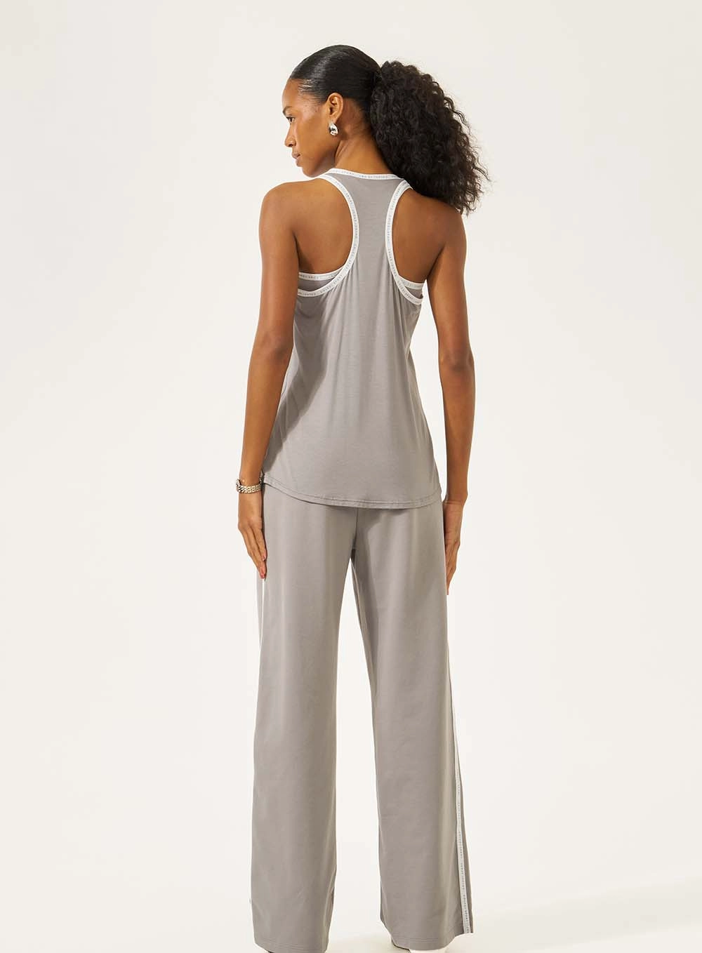 Calça Moletinho Reta Comfort Com Listra Lateral Cinza