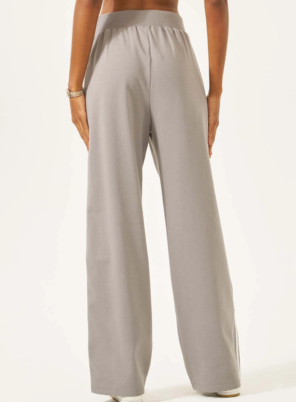 Calça Moletinho Reta Comfort Com Listra Lateral Cinza