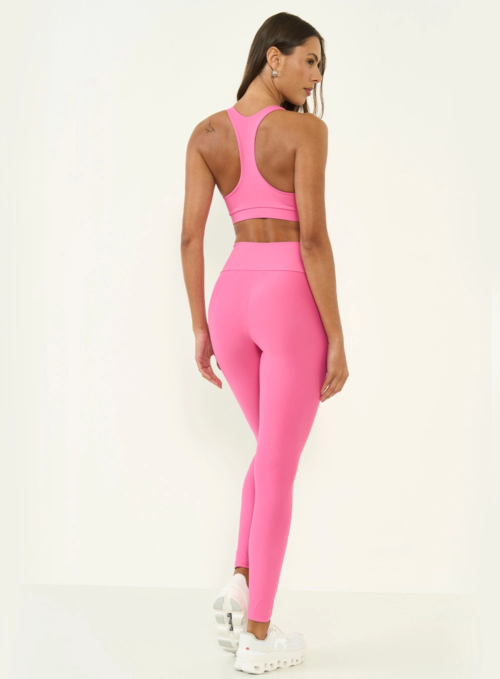 Calça Legging Slim Com Logo Minimalista Rosa