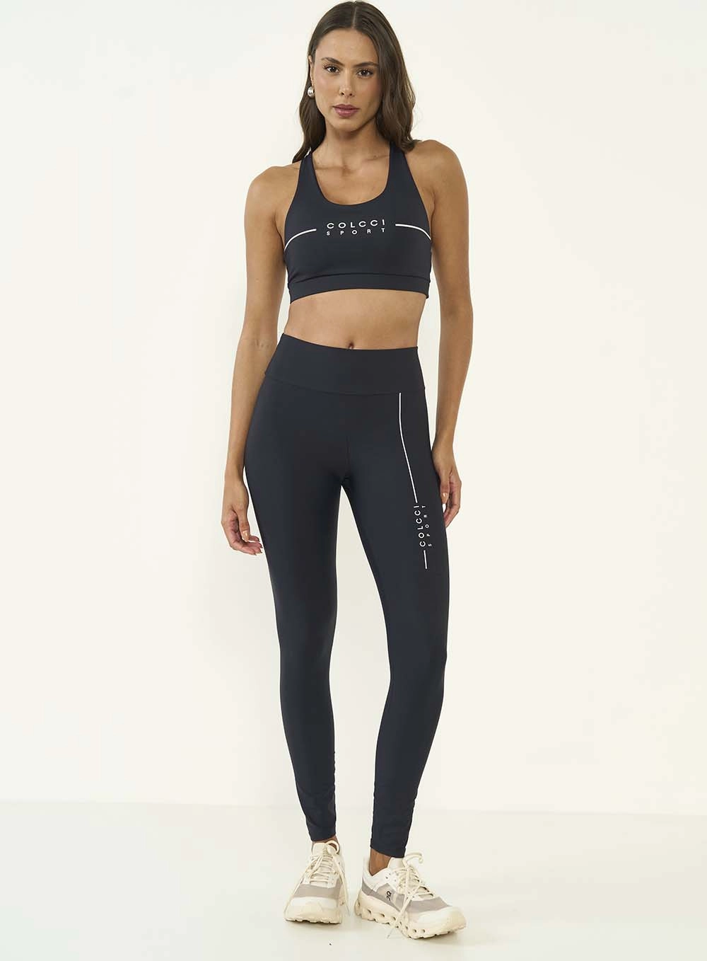 Calça Legging Slim Com Logo Minimalista Preto