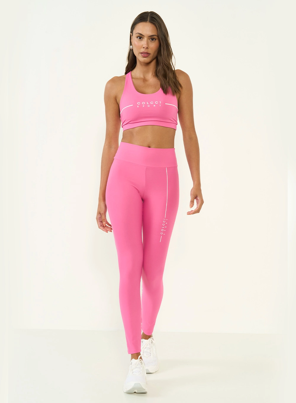 Calça Legging Slim Com Logo Minimalista Rosa