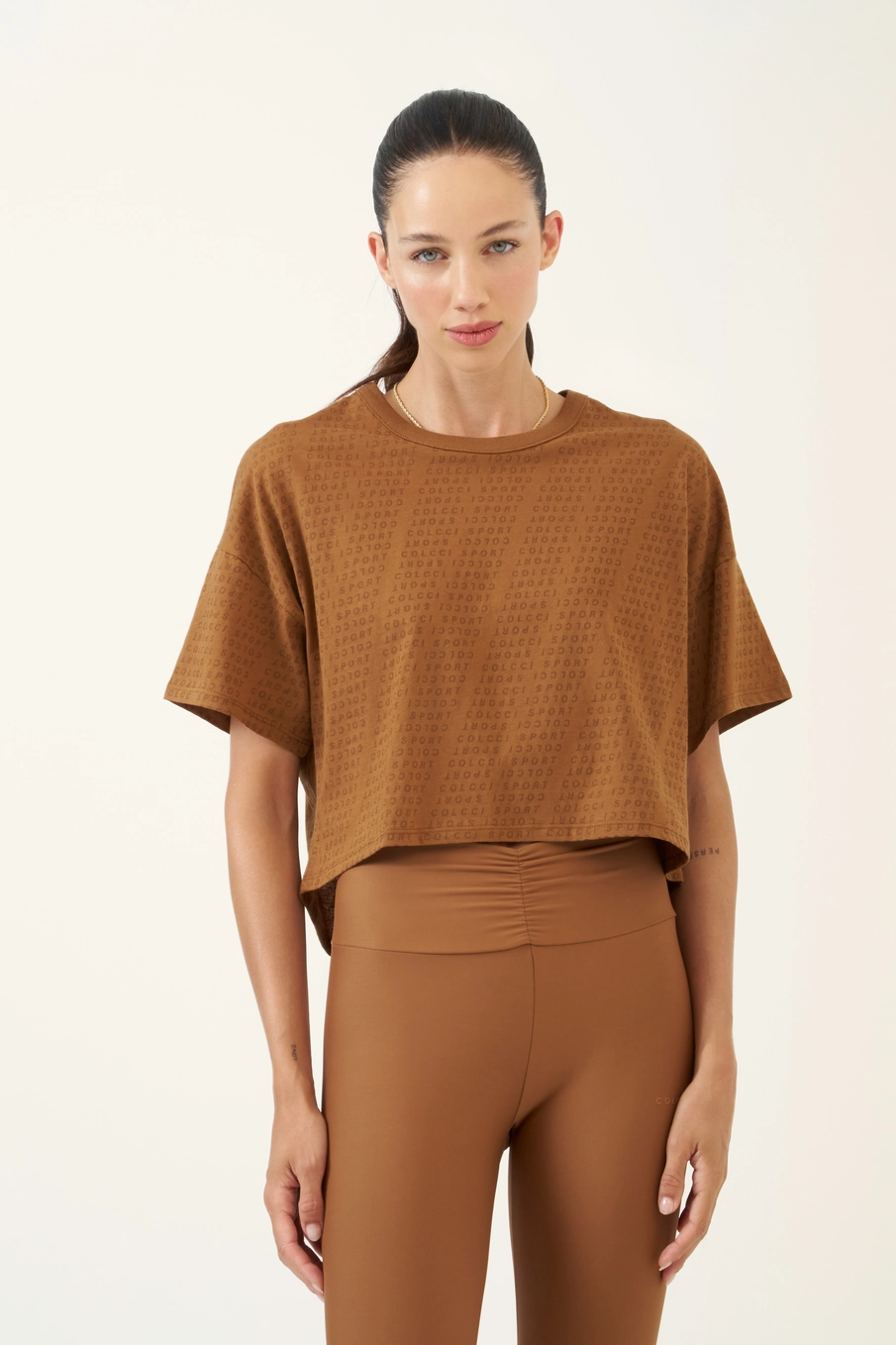 Camiseta Feminina Loose Estampada Marrom