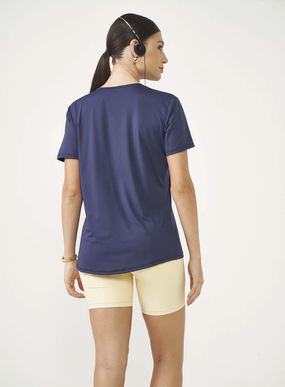 Camiseta Feminina Comfort Com Decote V Azul