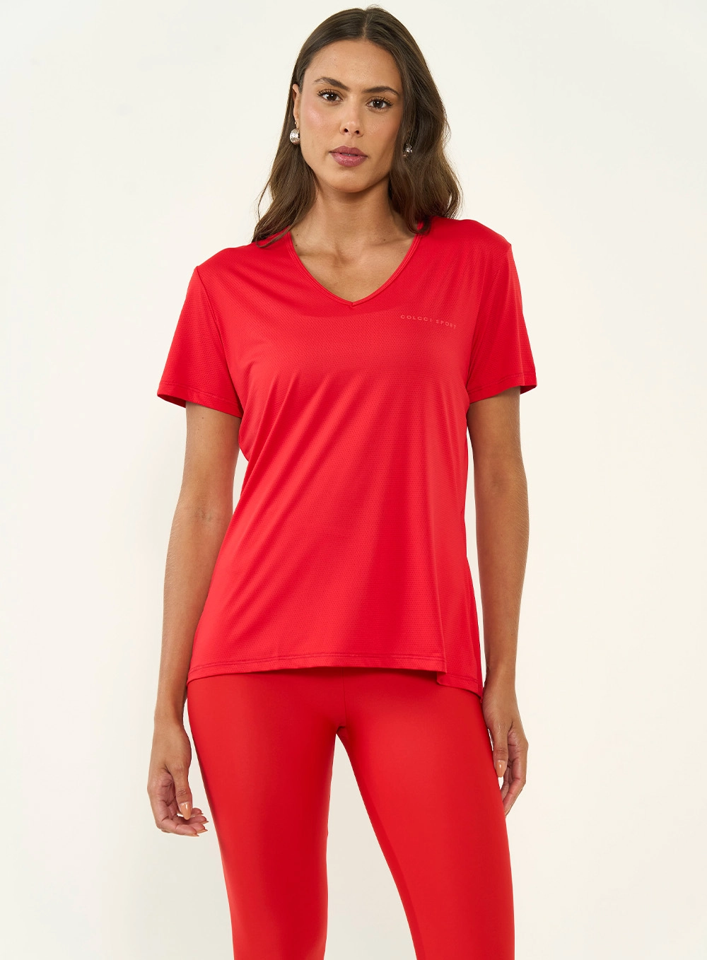 Camiseta Feminina Comfort Com Decote V Vermelho