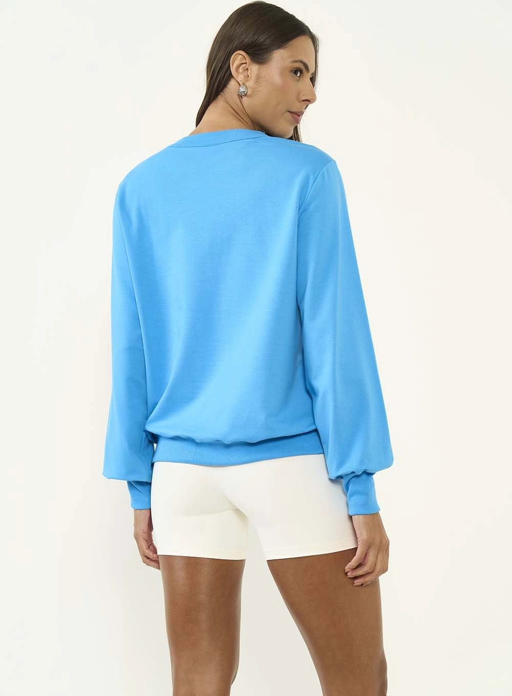 Blusão Moletom Feminino Comfort Fit Azul