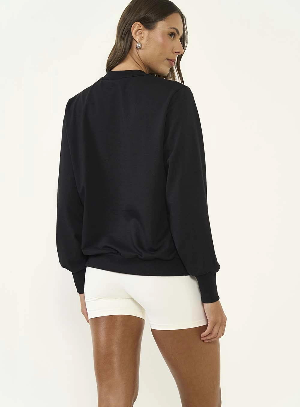 Blusão Moletom Feminino Comfort Fit Preto