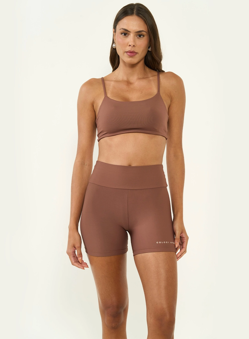 Top Slim Alças Finas Marrom