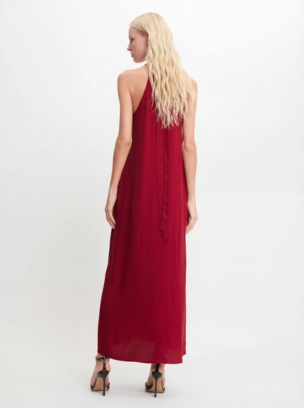 Vestido Longo Evasê Gola Alta