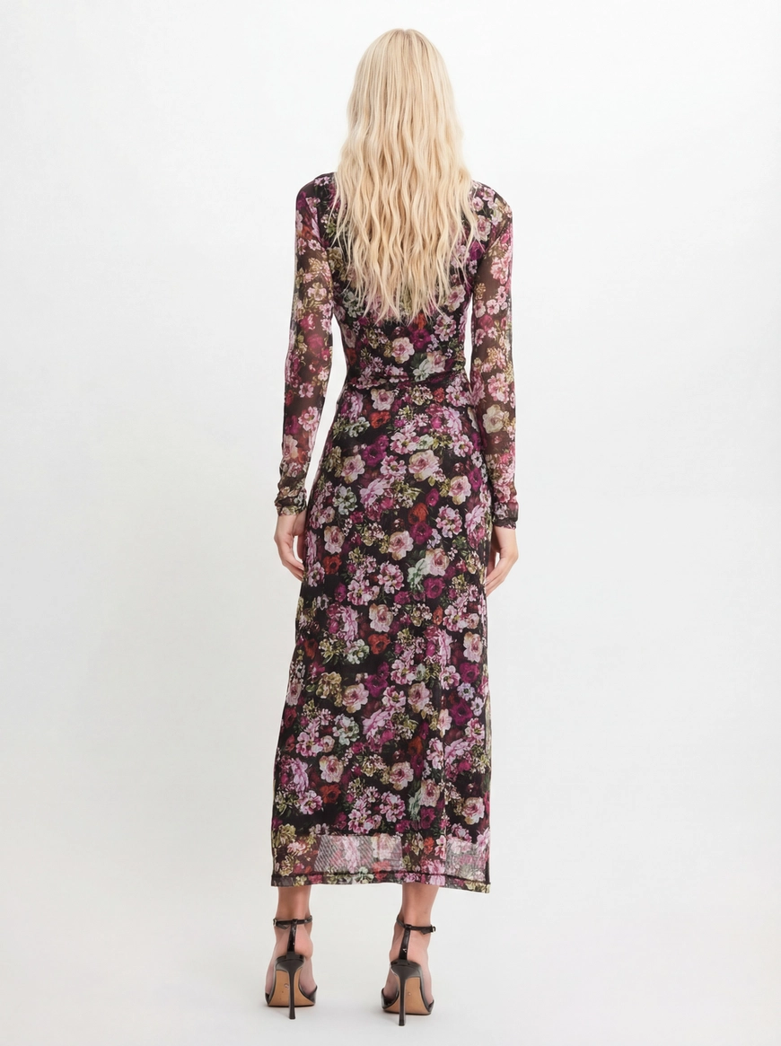 Vestido Tule Midi Slim Estampado Estampados 2