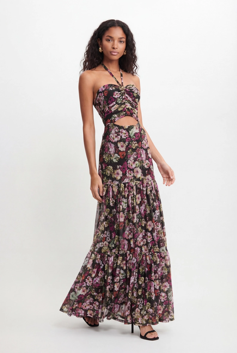 Vestido Tule Longo Godê Estampado Estampados 4