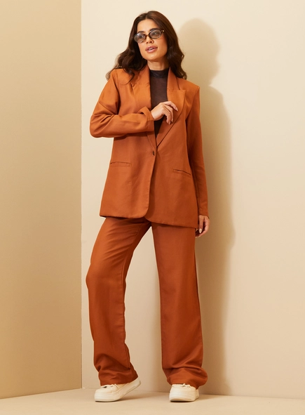 Calça Feminina Alfaiataria Wide Leg Com Linho